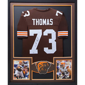 Joe Thomas Framed Signed Jersey Schwartz COA Autographed Signed Brown