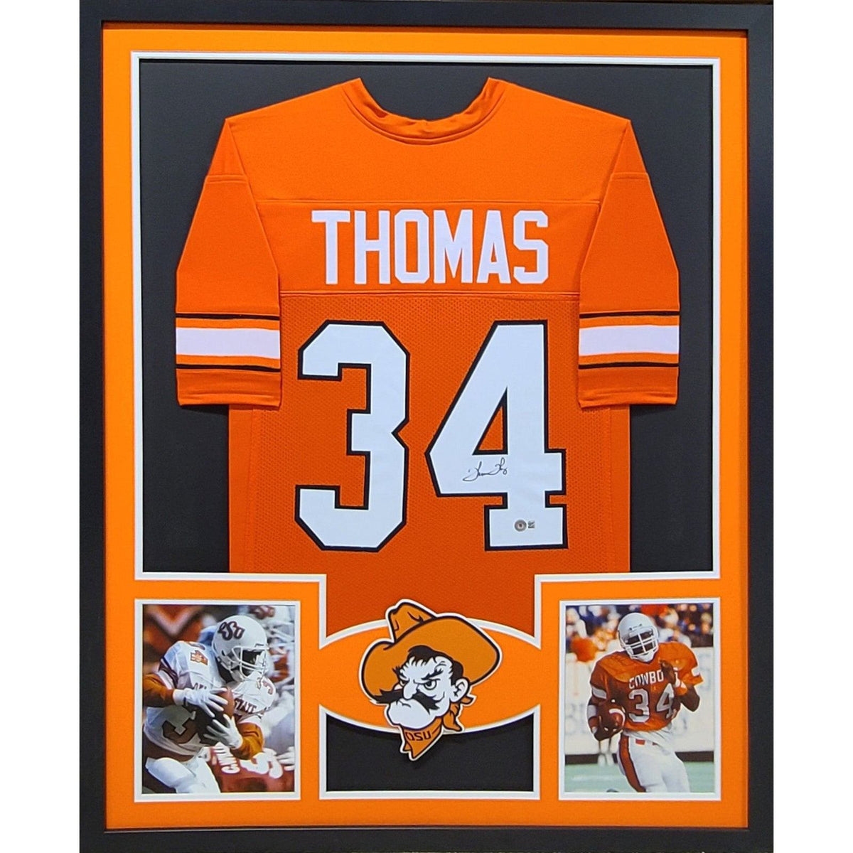 Thurman Thomas Framed Signed Oklahoma State Jersey Beckett Autographed