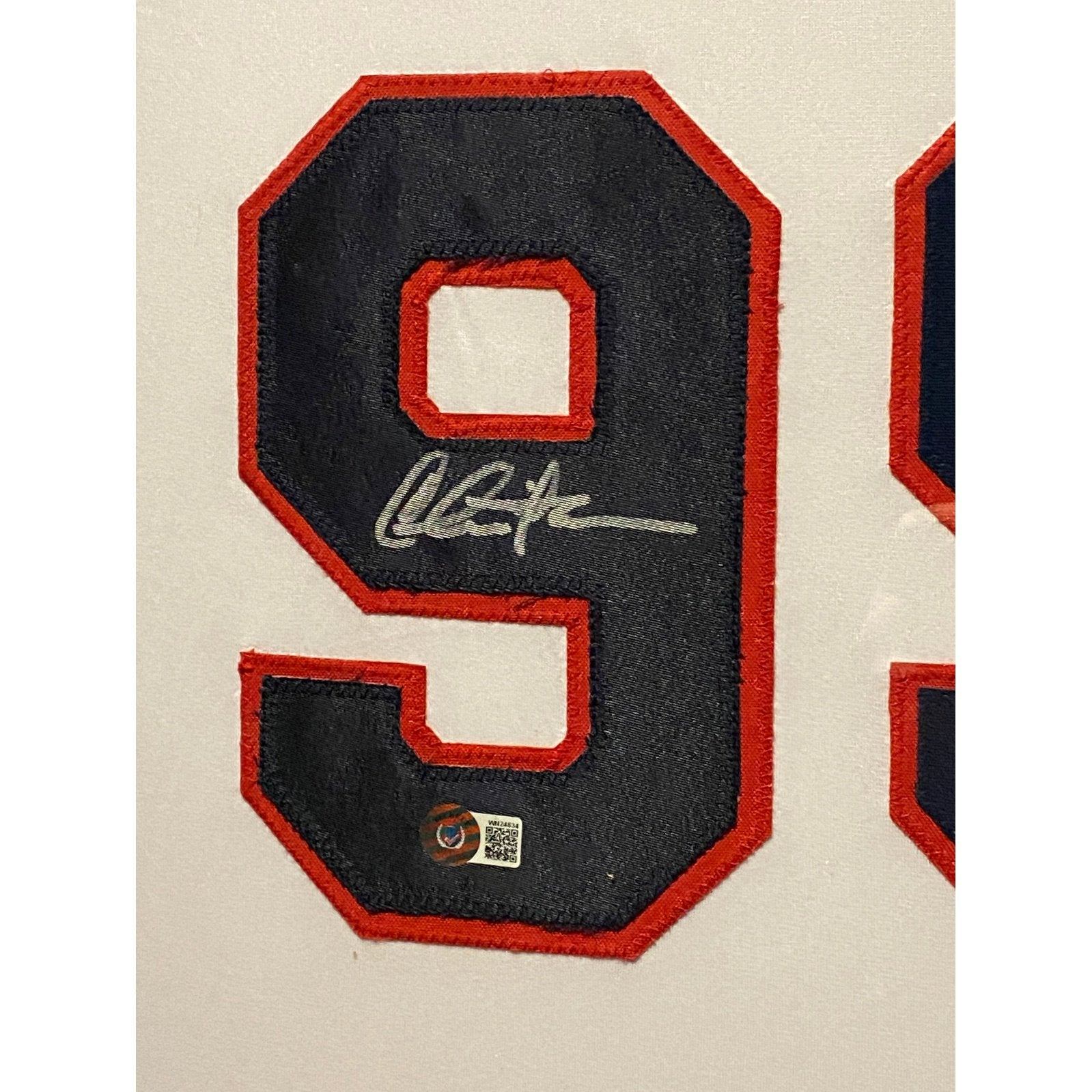 Charlie Sheen Signed Framed Jersey Beckett Autographed Major League Ri