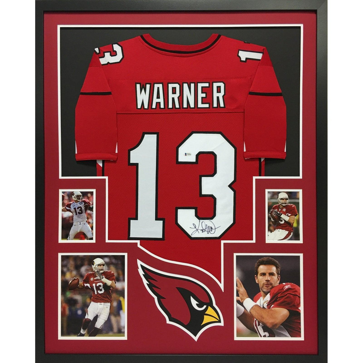 Kurt Warner Signed Framed Jersey Beckett BAS Autographed Arizona Cardinals