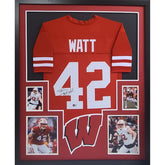 T.J. Watt Framed Signed Jersey Beckett Autographed Wisconsin Pittsburgh Steelers