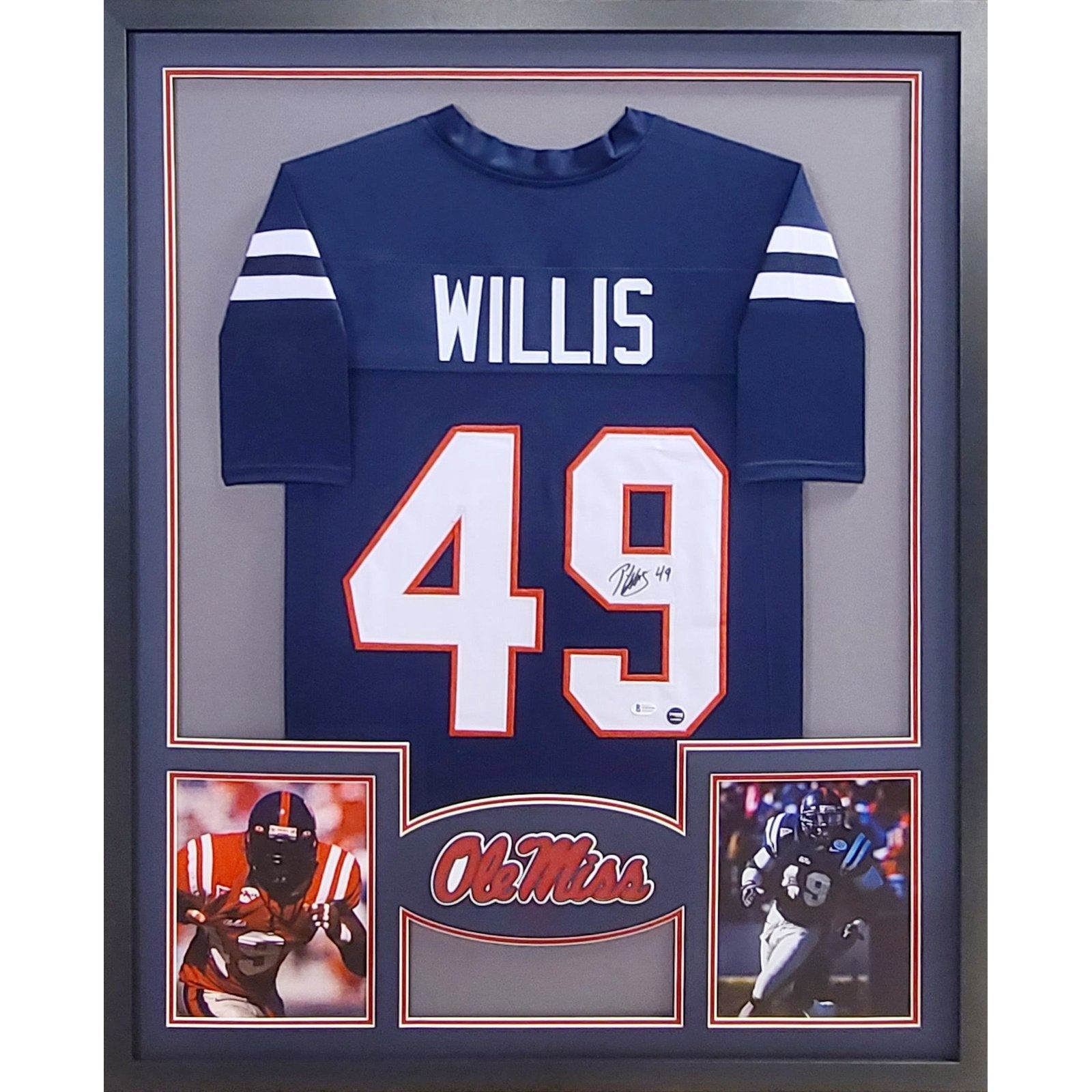 Patrick Willis Framed Jersey Signed Ole Miss Beckett Autographed